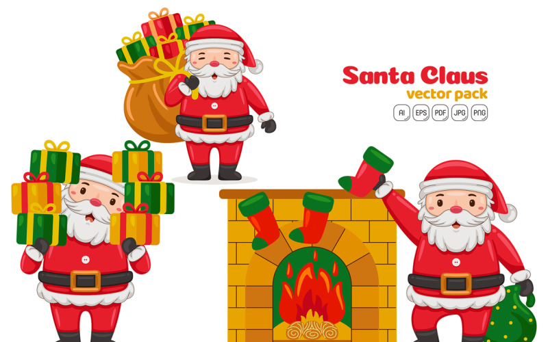 Santa Claus Characters Vector Pack #07 Vector Graphic