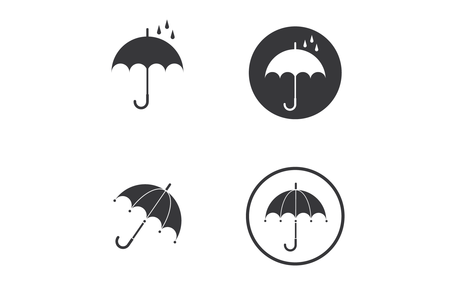 Satz von Vektor-Vorlagen für das Regenschirm-Illustrationslogo-Konzept