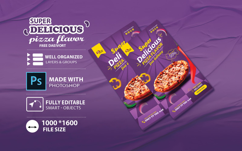 Spicy Delicious Flavor Pizza Model Corporate Identity