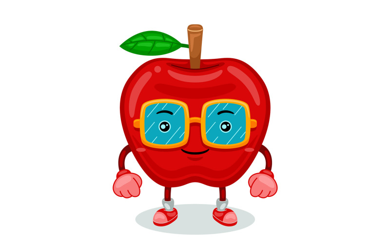 Apple Mascot Character Vector Illustration Vector Graphic