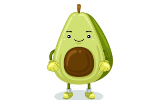 Avocado Mascot Character Vector Illustration