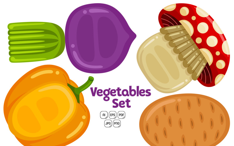 Cute Vegetables Pack Vector #05 Vector Graphic