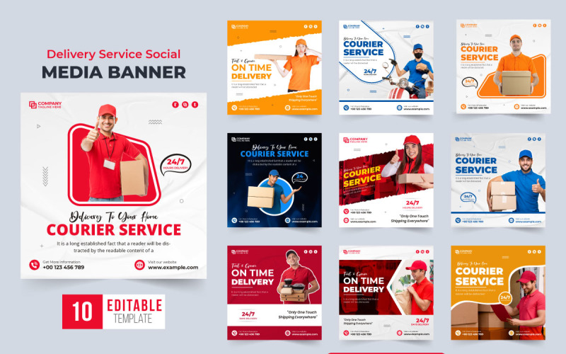 Delivery service social media post set Social Media