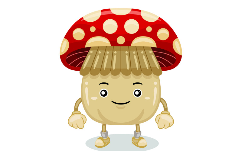 Mushroom Mascot Character Vector Illustration Vector Graphic