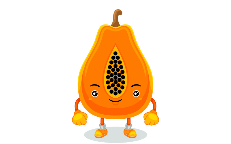 Papaya Mascot Character Vector Illustration Vector Graphic
