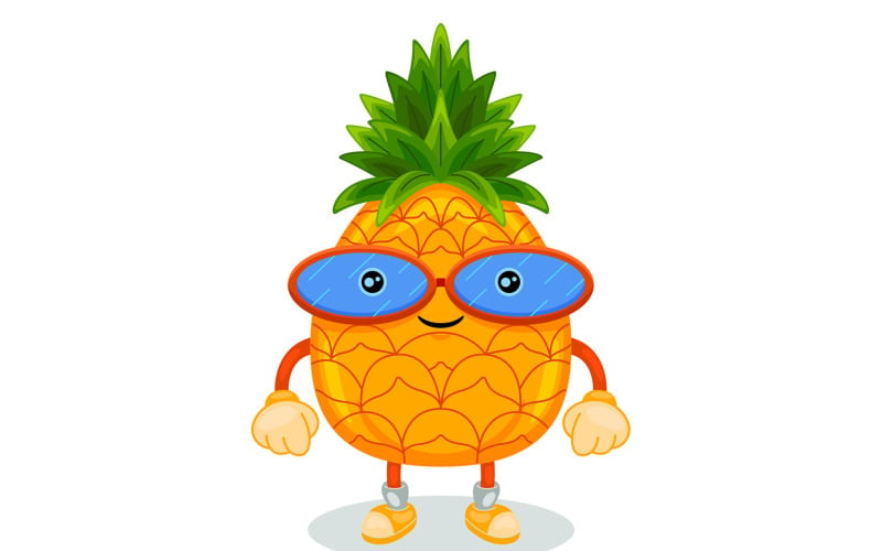 Pineapple Mascot Character Vector Illustration Vector Graphic