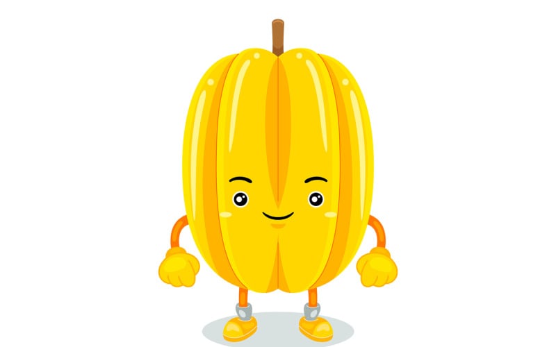 Starfruit Mascot Character Vector Illustration Vector Graphic
