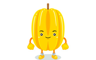 Starfruit Mascot Character Vector Illustration