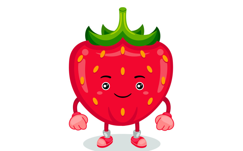 Strawberry Mascot Character Vector Illustration Vector Graphic
