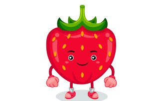 Strawberry Mascot Character Vector Illustration