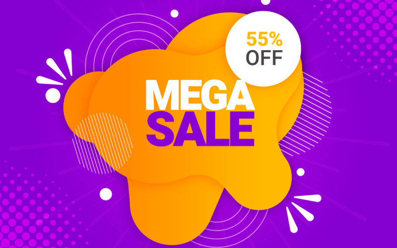 Vector sale banner with price cut out and sell-off Illustration