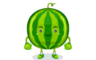 Watermelon Mascot Character Vector Illustration