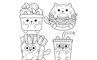 Cat Fast Food Doodle Pack #01