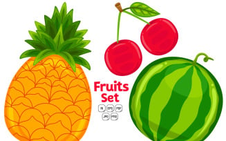 Cute Fruits Pack Vector #05