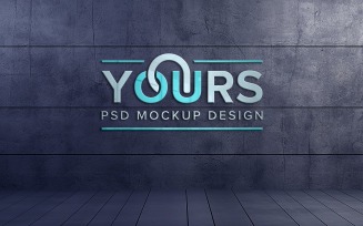 Realistic 3D Wall Logo Mockup Psd
