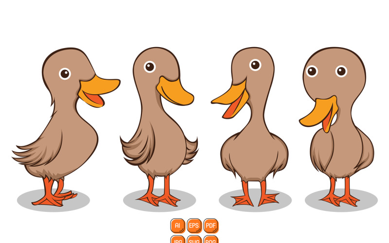 Cute Duck Vector Illustration Set #01 Vector Graphic