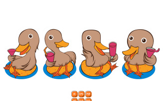 Cute Duck Vector Illustration Set #02