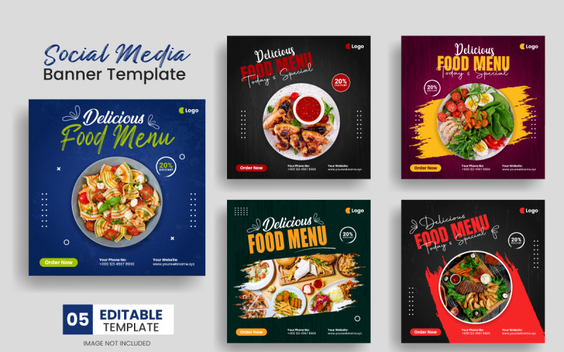 Food menu social media post banner template and Delicious food restaurant flyer template Social Media