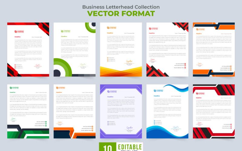 Letterhead template collection vector Corporate Identity