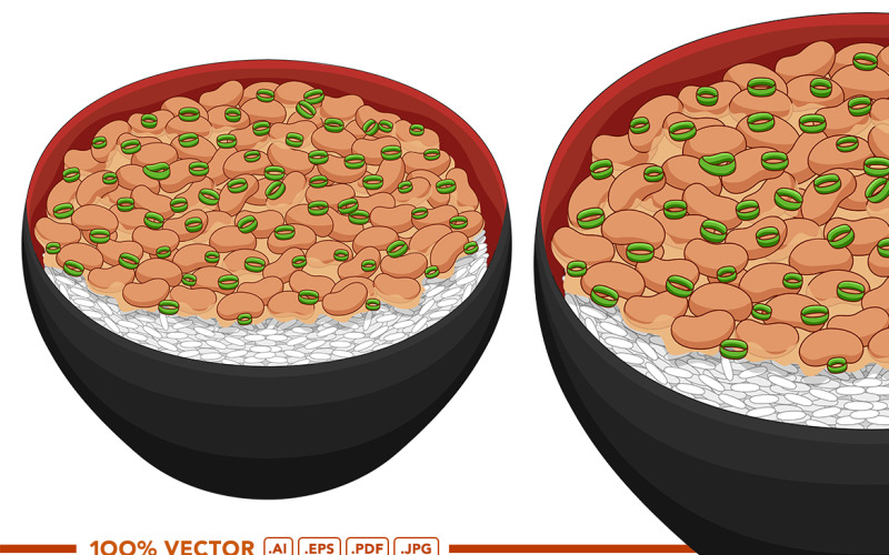Natto Vector in Flat Design Style Vector Graphic