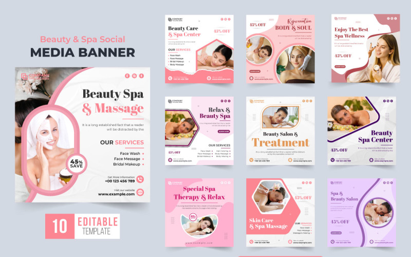 Parlor and beauty spa template bundle Social Media