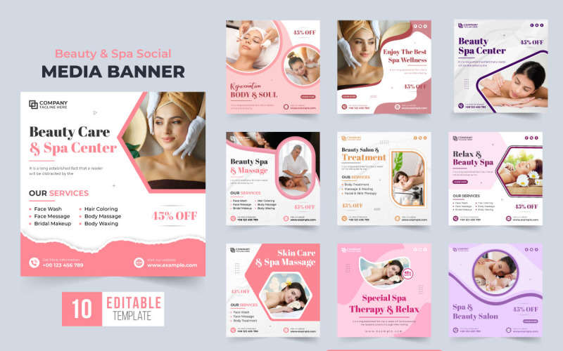 Spa and Salon promotion template set Social Media