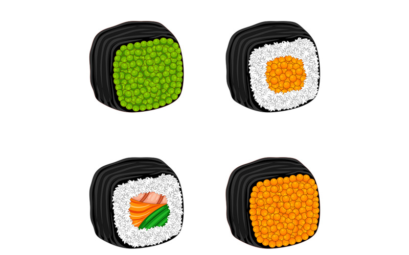 Sushi Vector in Flat Design Style #02 Vector Graphic