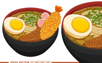 Udon Vector in Flat Design Style