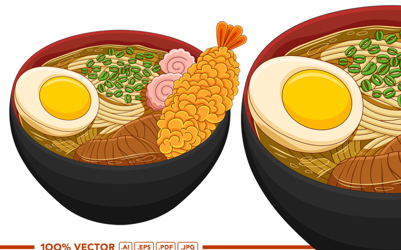 Udon Vector in Flat Design Style Vector Graphic