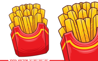 French Fries Vector in Flat Design Style
