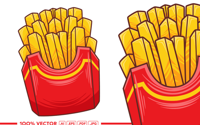 French Fries Vector in Flat Design Style Vector Graphic