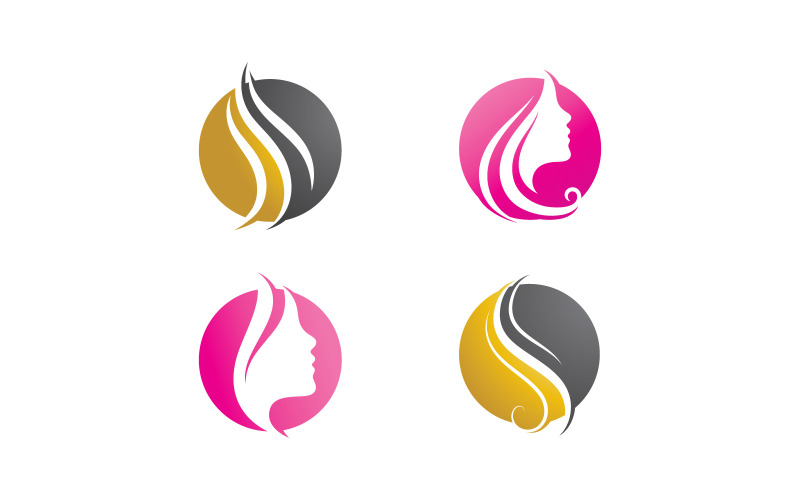 Hair woman and face logo and symbols V19 Logo Template
