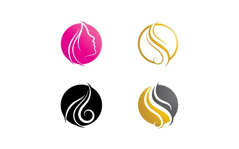Hair woman and face logo and symbols V20 Logo Template
