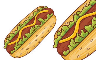 Hot Dog Vector in Flat Design Style