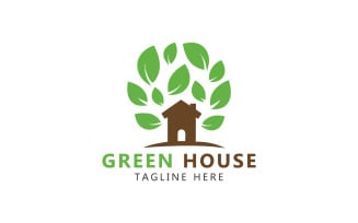 Organic House Logo. Green House Logo Template