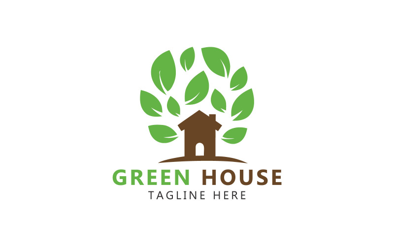 Organic House Logo. Green House Logo Template