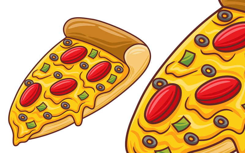 Pizza Vector in Flat Design Style Vector Graphic