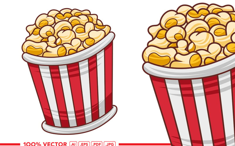 Popcorn Vector in Flat Design Style Vector Graphic