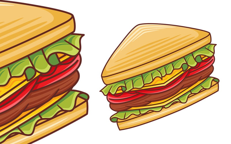 Sandwich Vector in Flat Design Style Vector Graphic
