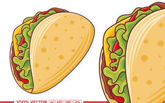 Taco Vector in Flat Design Style