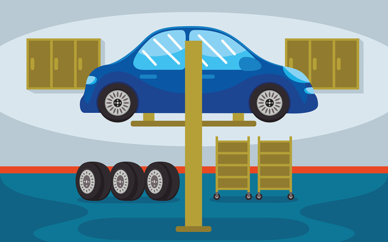 Car Service Station Vector Illustration Vector Graphic