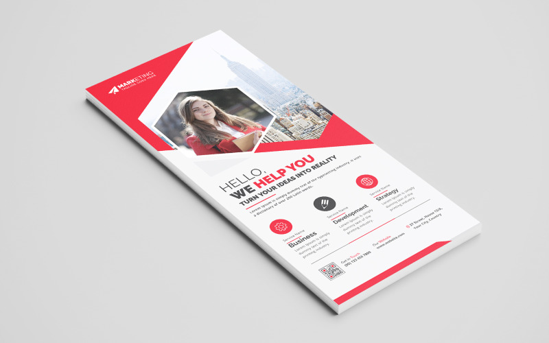 Corporate DL Flyer Rack Card Design Template with Abstract Shapes and Idea Corporate Identity