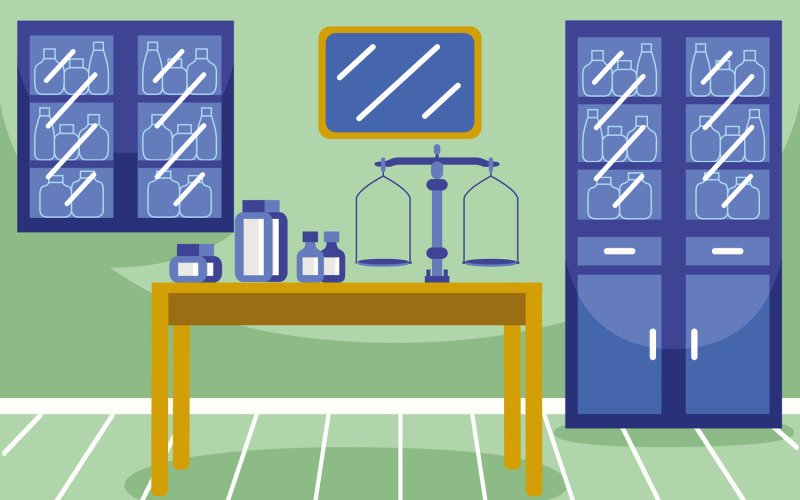 Pharmachy Room Vector Illustration Vector Graphic