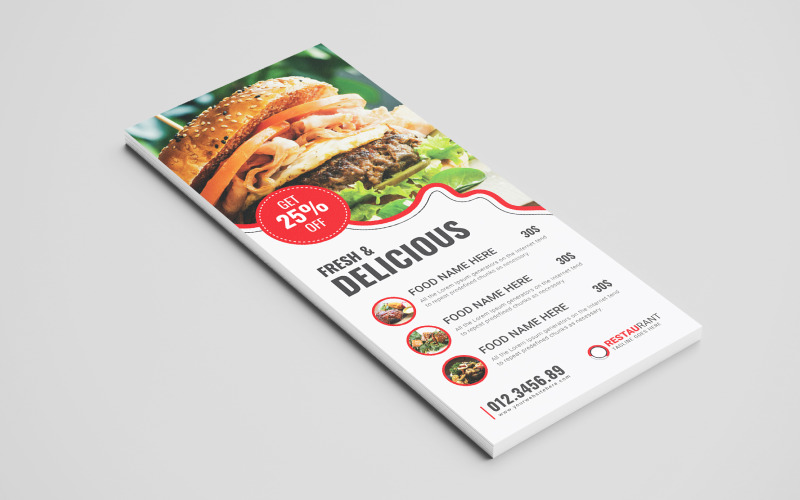 Restaurant Dl Flyer, Rack Card Design Template Corporate Identity