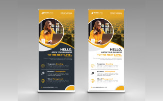 Corporate Roll Up Banner, X Banner, Signage, Standee Template with Black and White Background