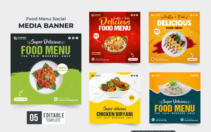 Delicious food menu promo template Social Media
