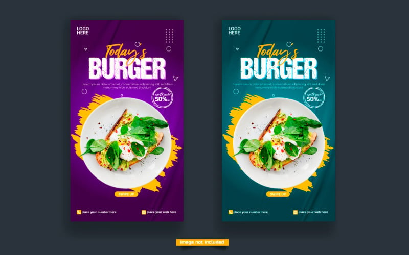 Food menu and restaurant instagram and story design template Illustration