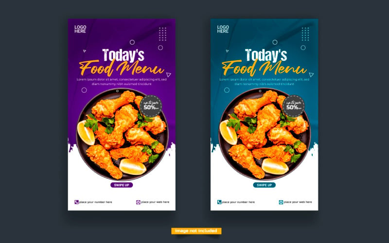 Food menu and restaurant instagram and story template design idea Illustration