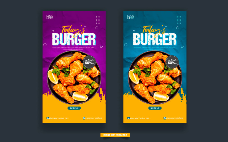 Food menu and restaurant instagram and story template design Illustration
