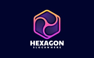 Hexagon Line Art Gradient Logo Style